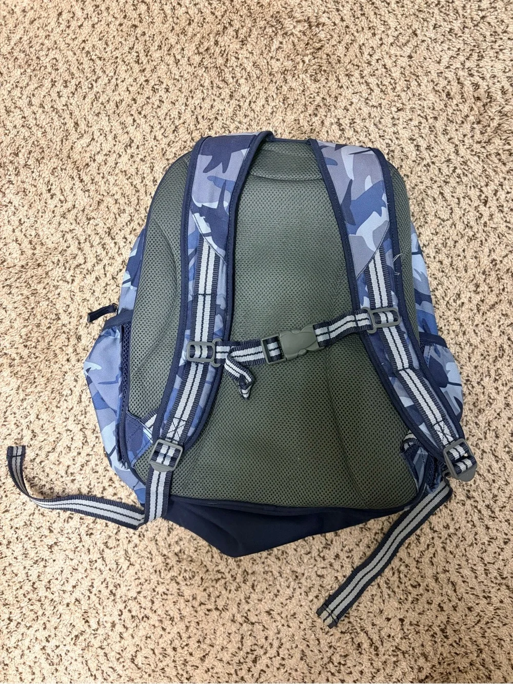 Pottery Barn Kids Blue Shark Camo Large Backpack
